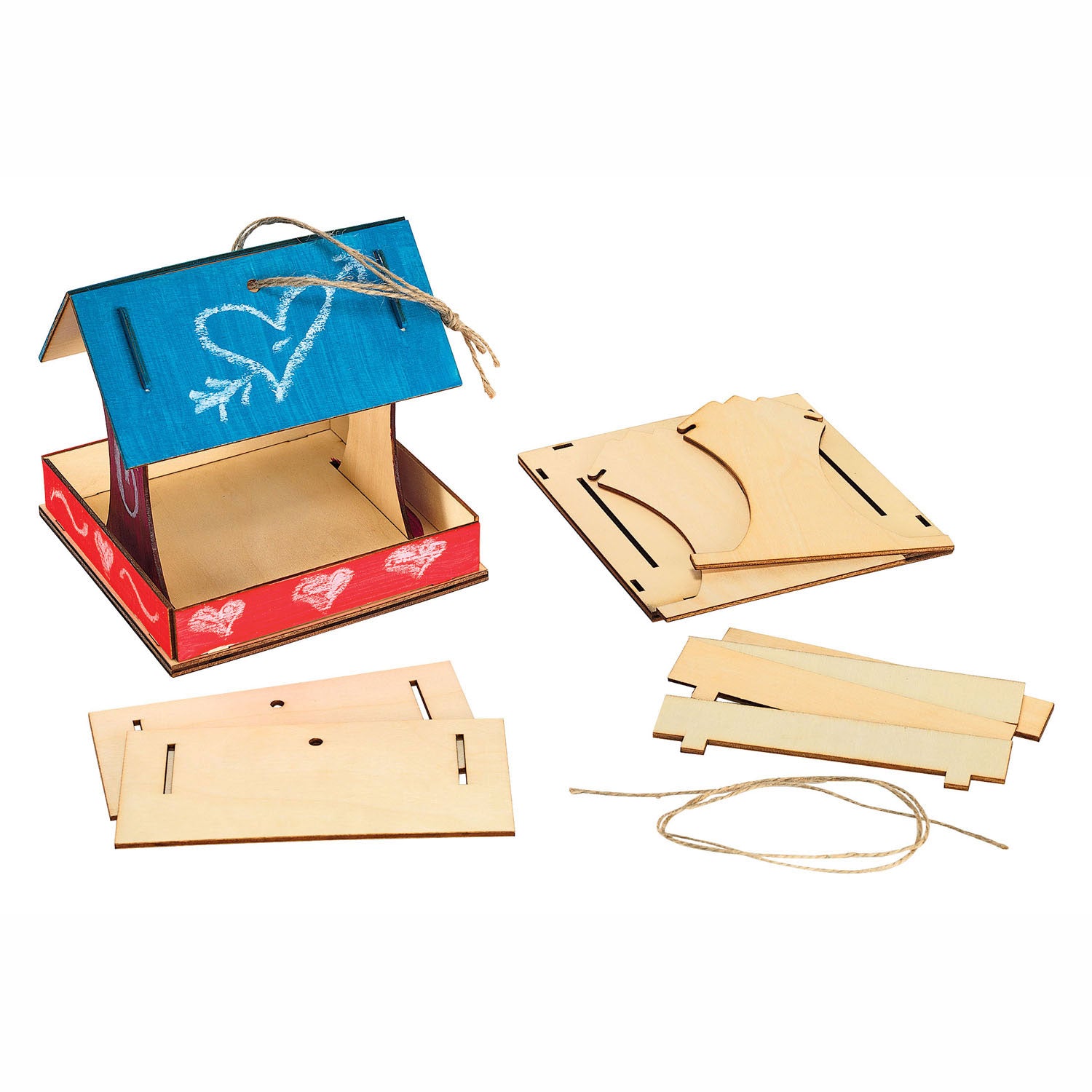 Inkleuringen - Maakje eigen Houten Vogelvoederhuisje, Set van 6