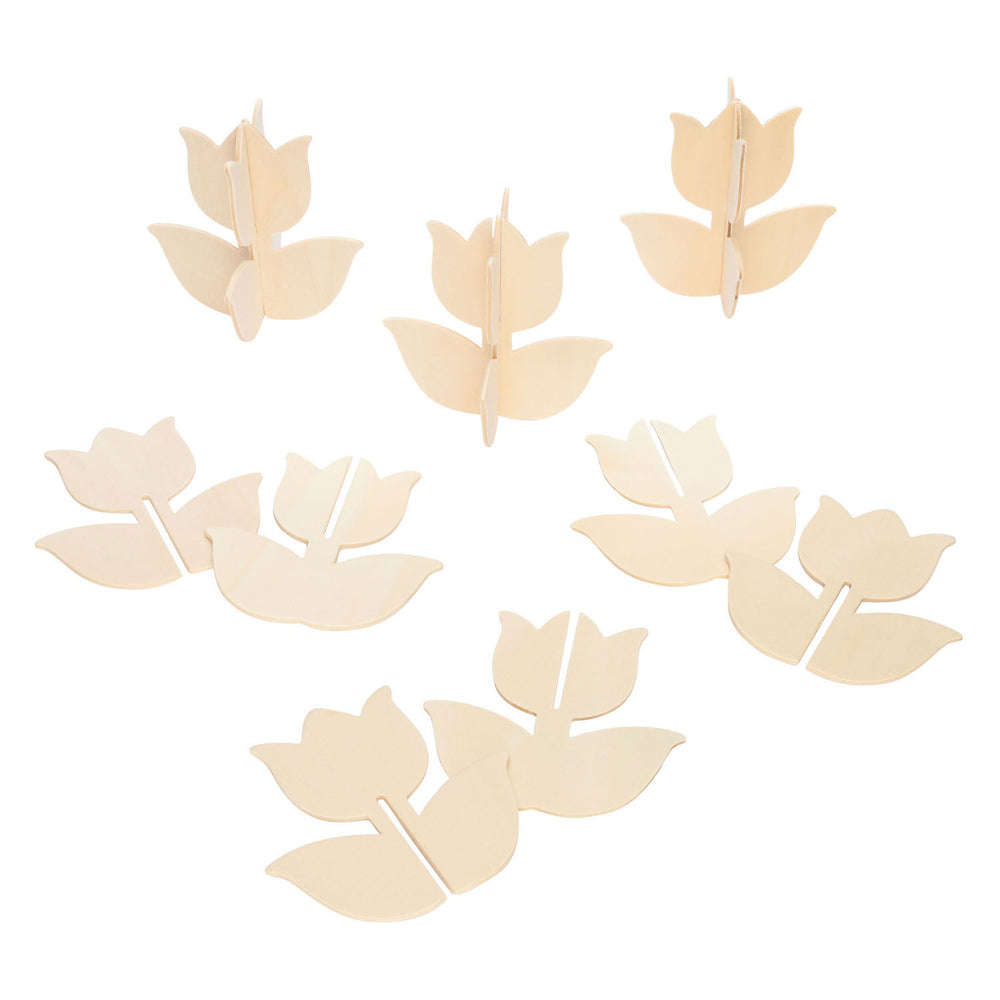 Colorations - maak en versier je eigen houten tulp, set van 12