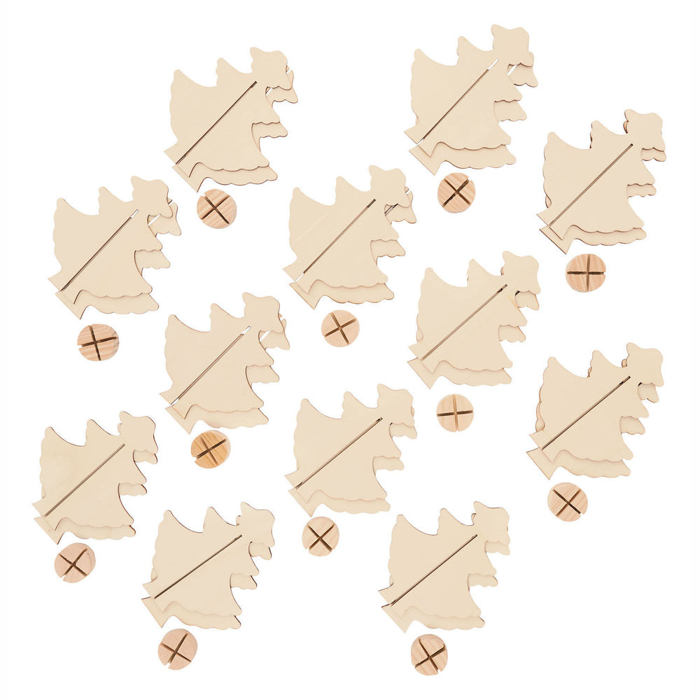 Inkleuringen Maak je eigen Houten Kerstboom, Set van 12