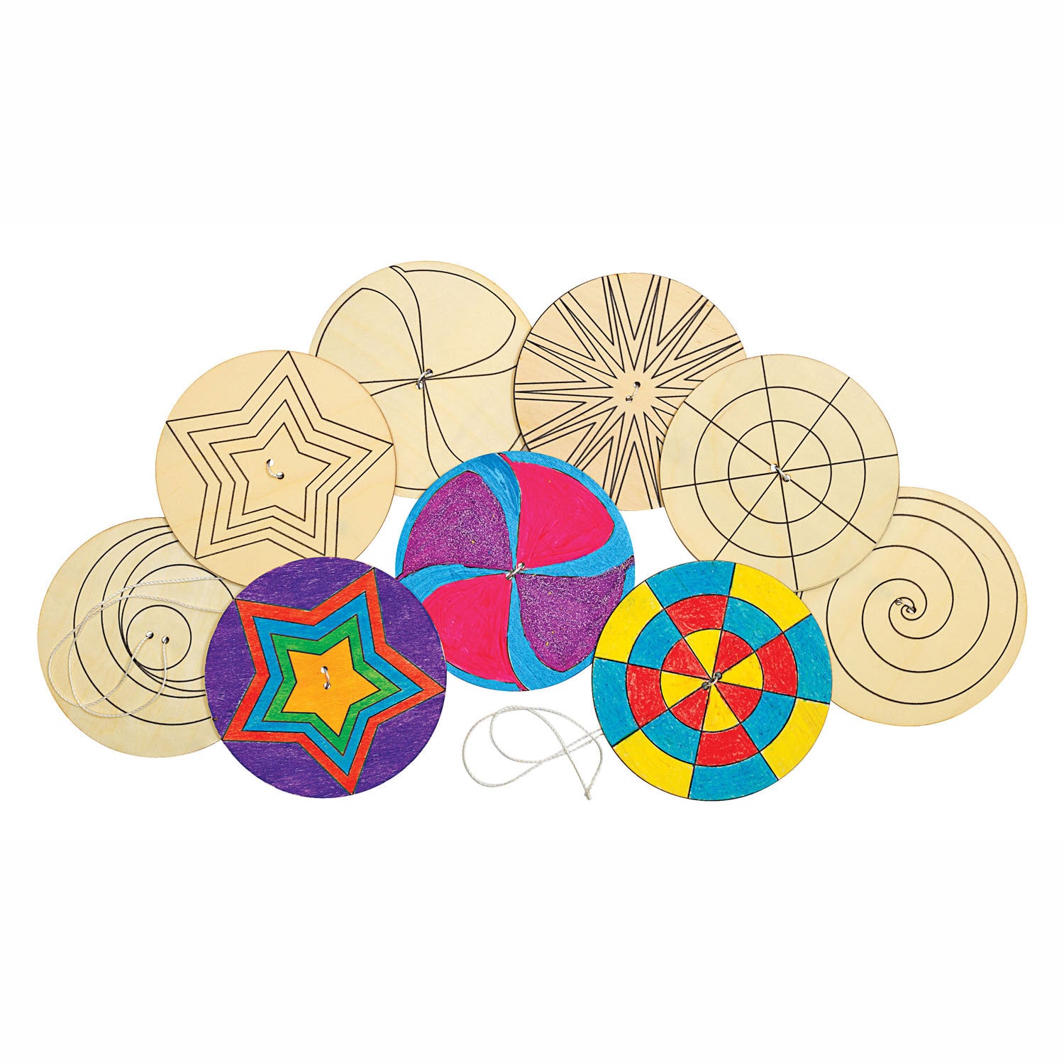 Kleuringen - Versier je eigen Houten Spinner, 24st.