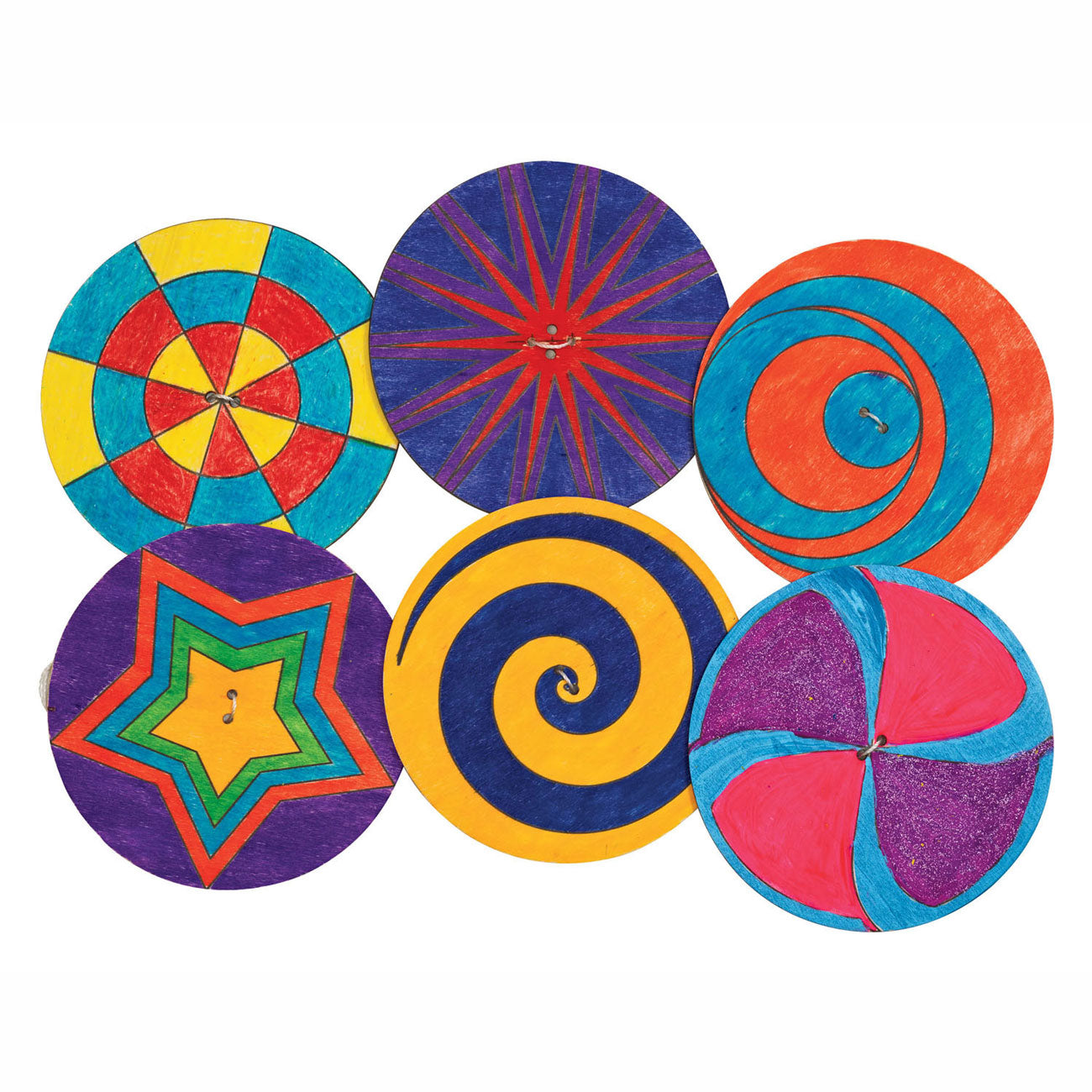Kleuringen - Versier je eigen Houten Spinner, 24st.