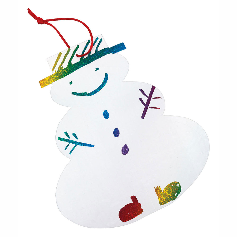 Inkleuringen Kraskaart Sneeuwman Kersthanger, Set van 24
