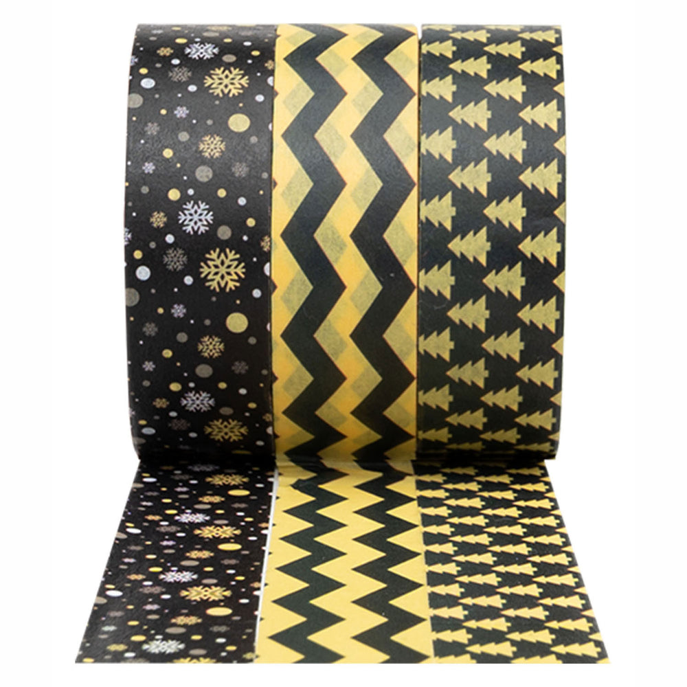 Kleuringen - Washi Tape Feestelijke Kerstpatronen 3 Rollen, 5mtr.