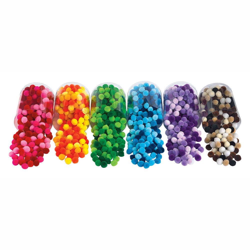 Kleuringen - Pompoms 6 kleuren, 1500st.