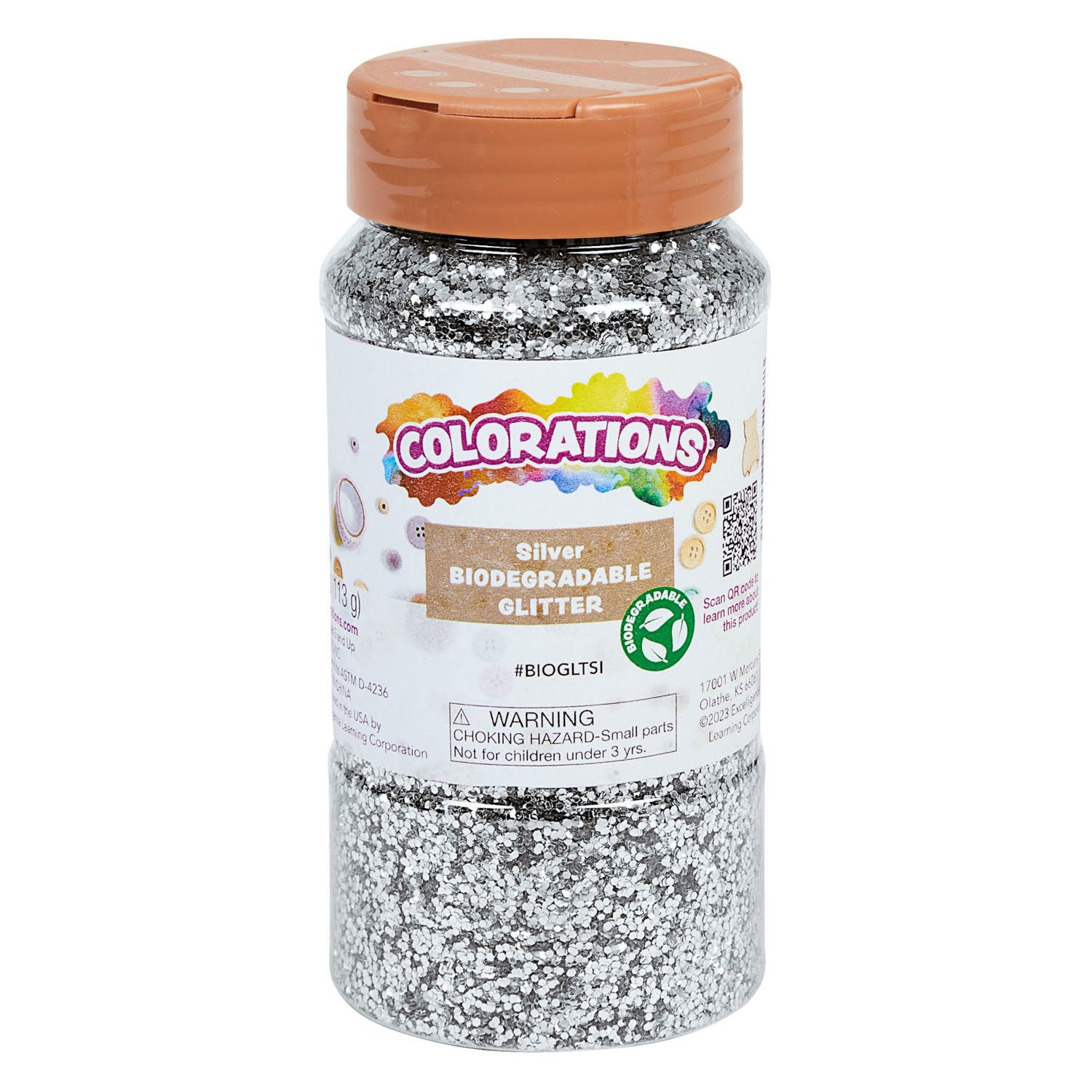 Kleuringen - biologische afbreekbare glitter - zilver, 113 gram