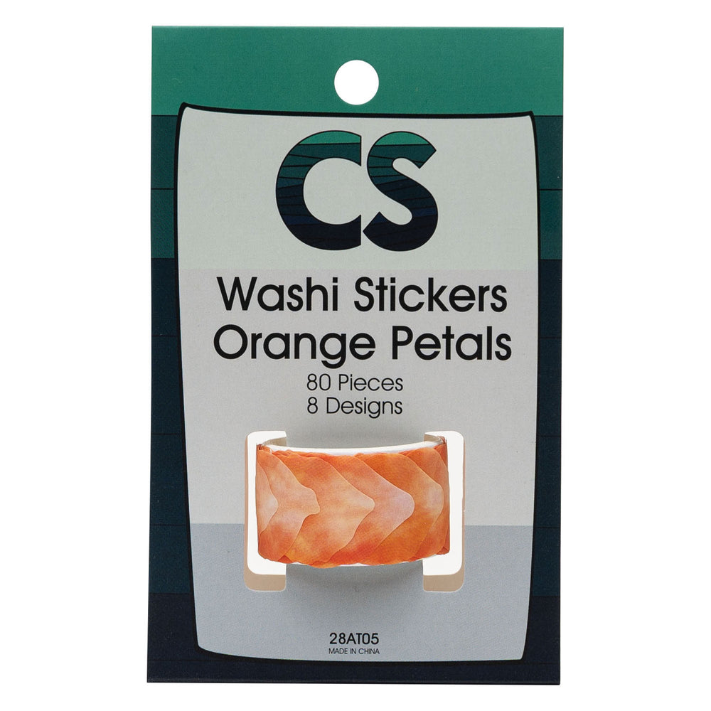 Kleuringen - washi stickers - oranje bloemblaadjes, 80st.