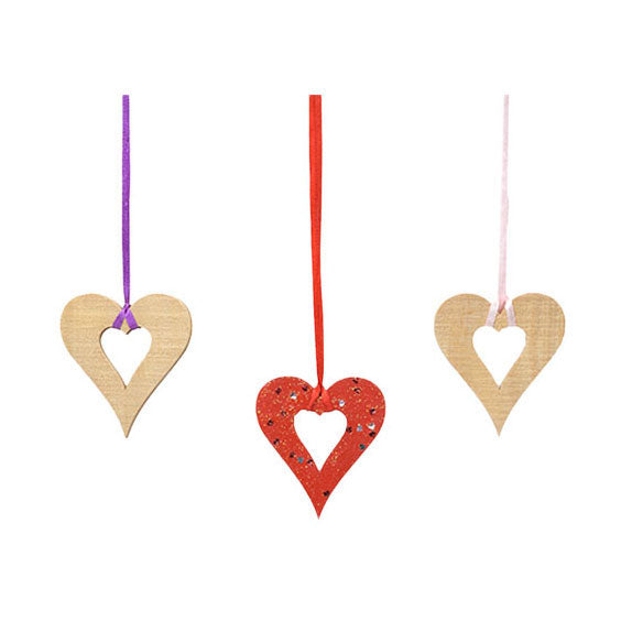 Kleuringen - houten hartversieringen groot, 20st.