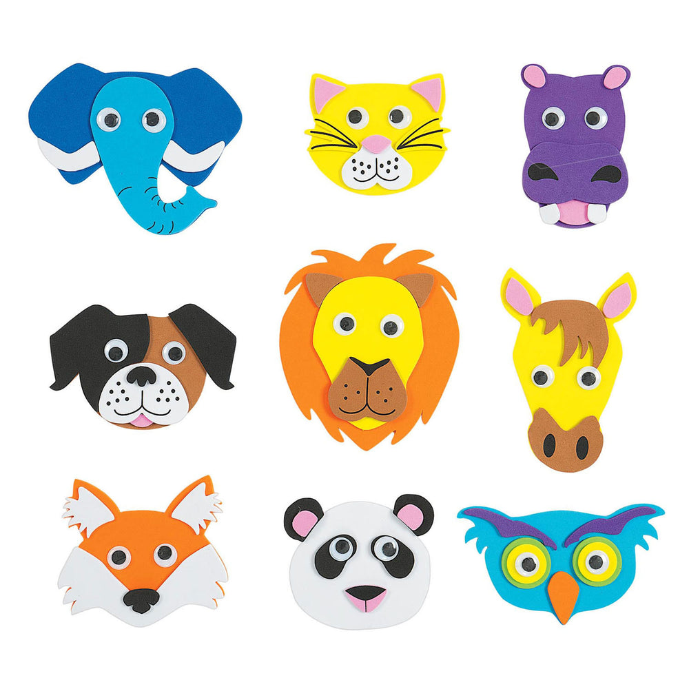 Inkleuringen - foam dierengezichten maken knutselset, 36dlg.