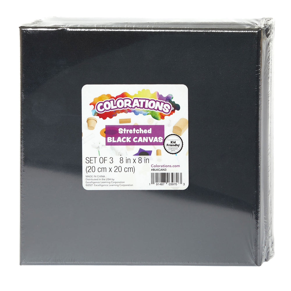 Kleuren canvas zwart 20x20cm, 3st.