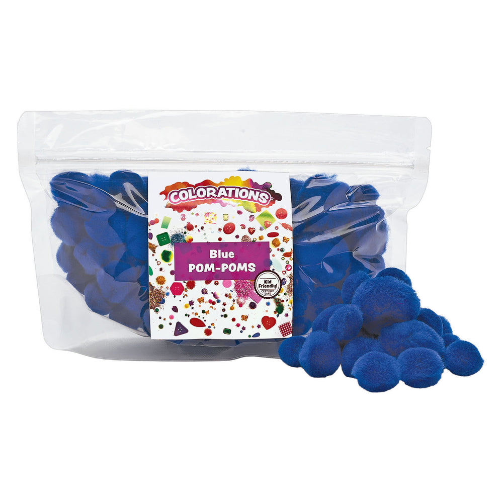 Kleuringen - pom pomps blauw, 100st.