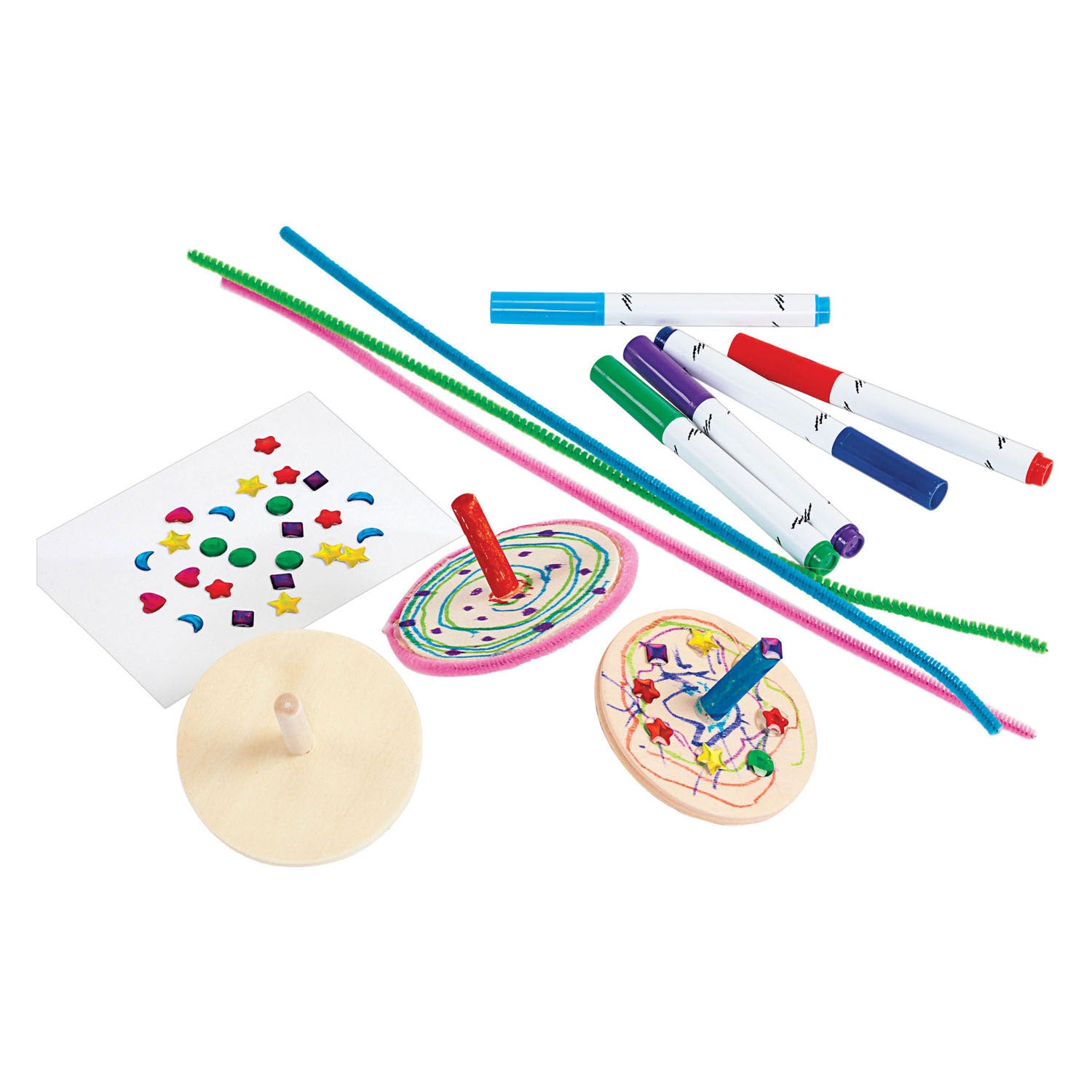 Kleuringen - houten tollen, set van 24