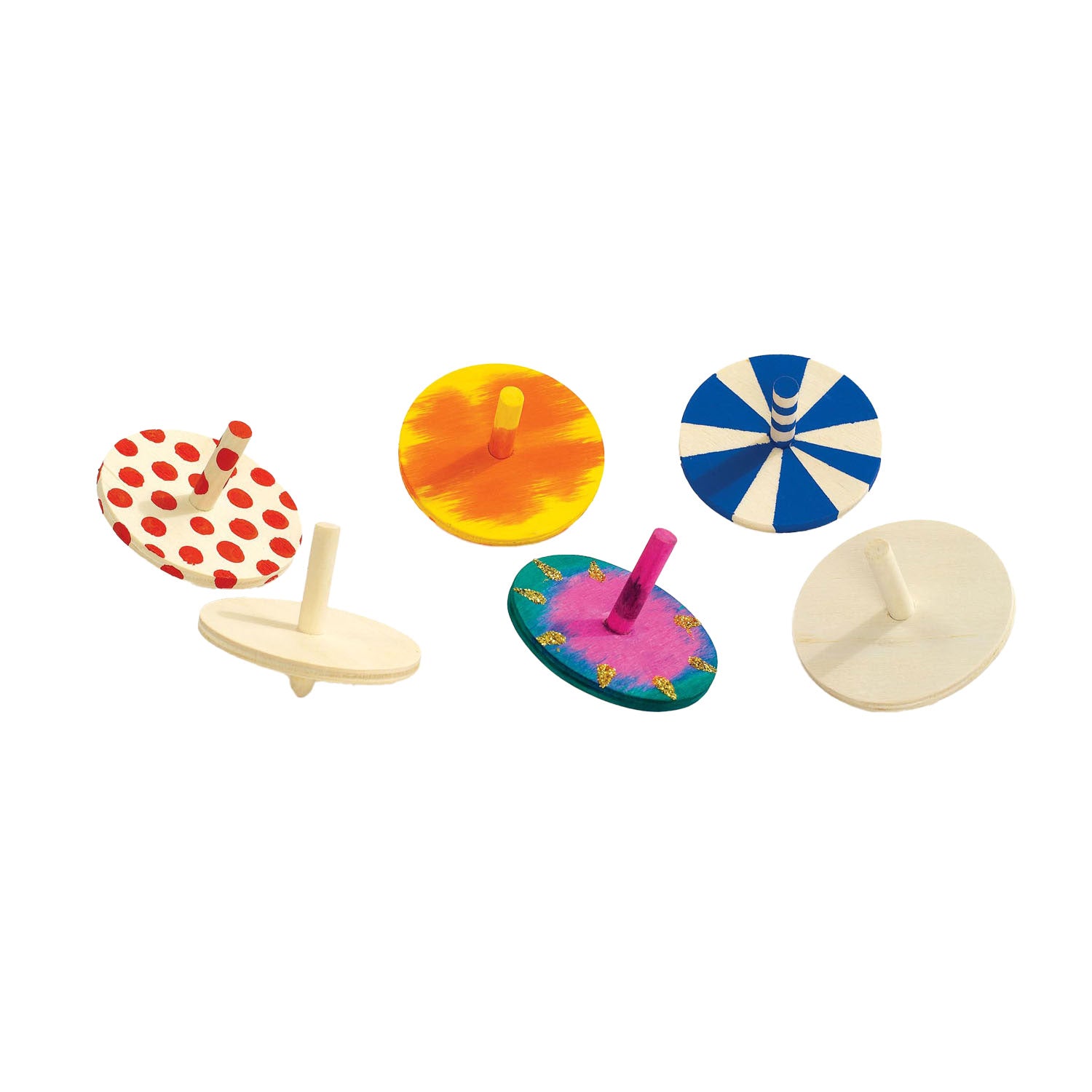 Kleuringen - houten tollen, set van 24