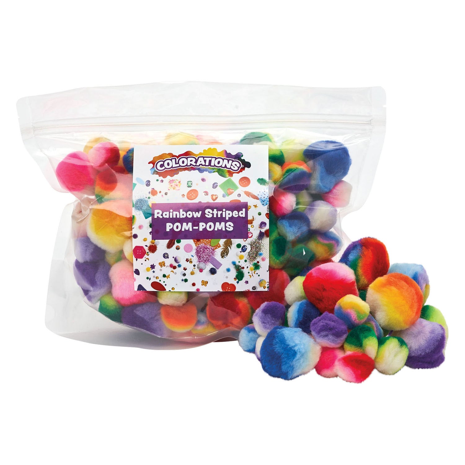 Kleuringen - regenboog geometrische pompons, 180st.