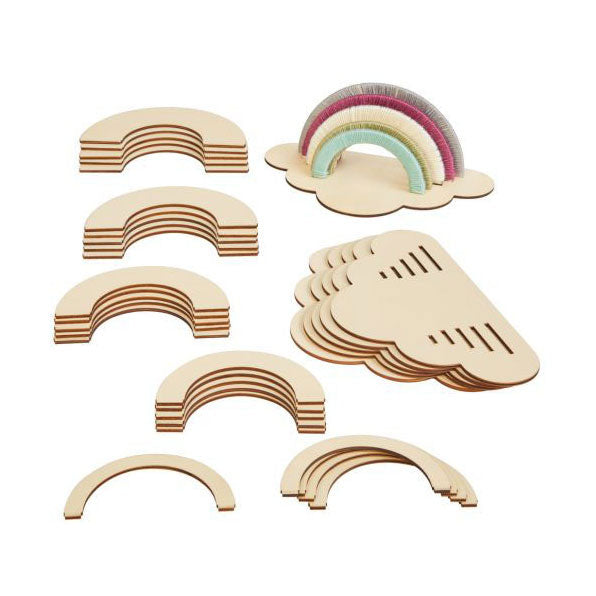 Kleuringen - maak een versier je eigen houten regenboog, set van 6