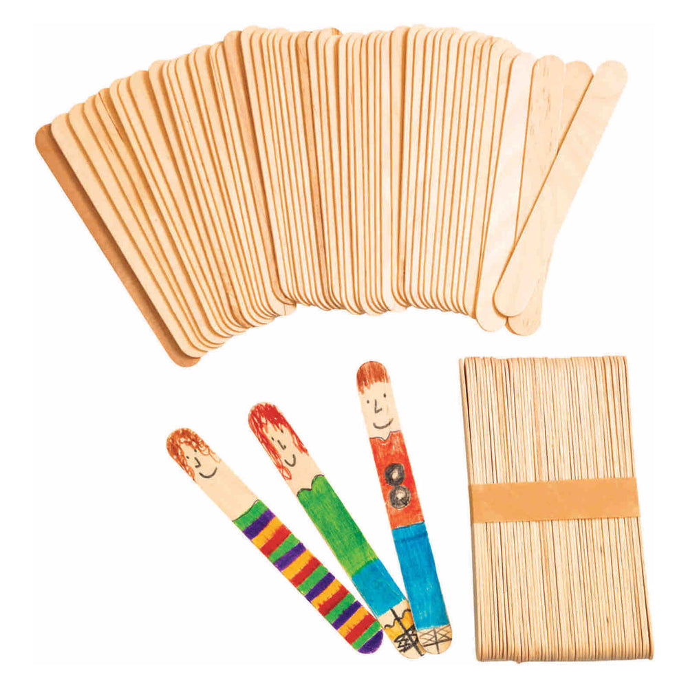 Inkleuringen - Grote Houten Knutselstokjes, Set van 100