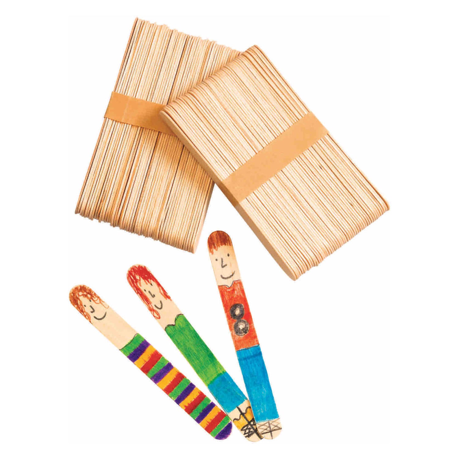 Inkleuringen - Grote Houten Knutselstokjes, Set van 100