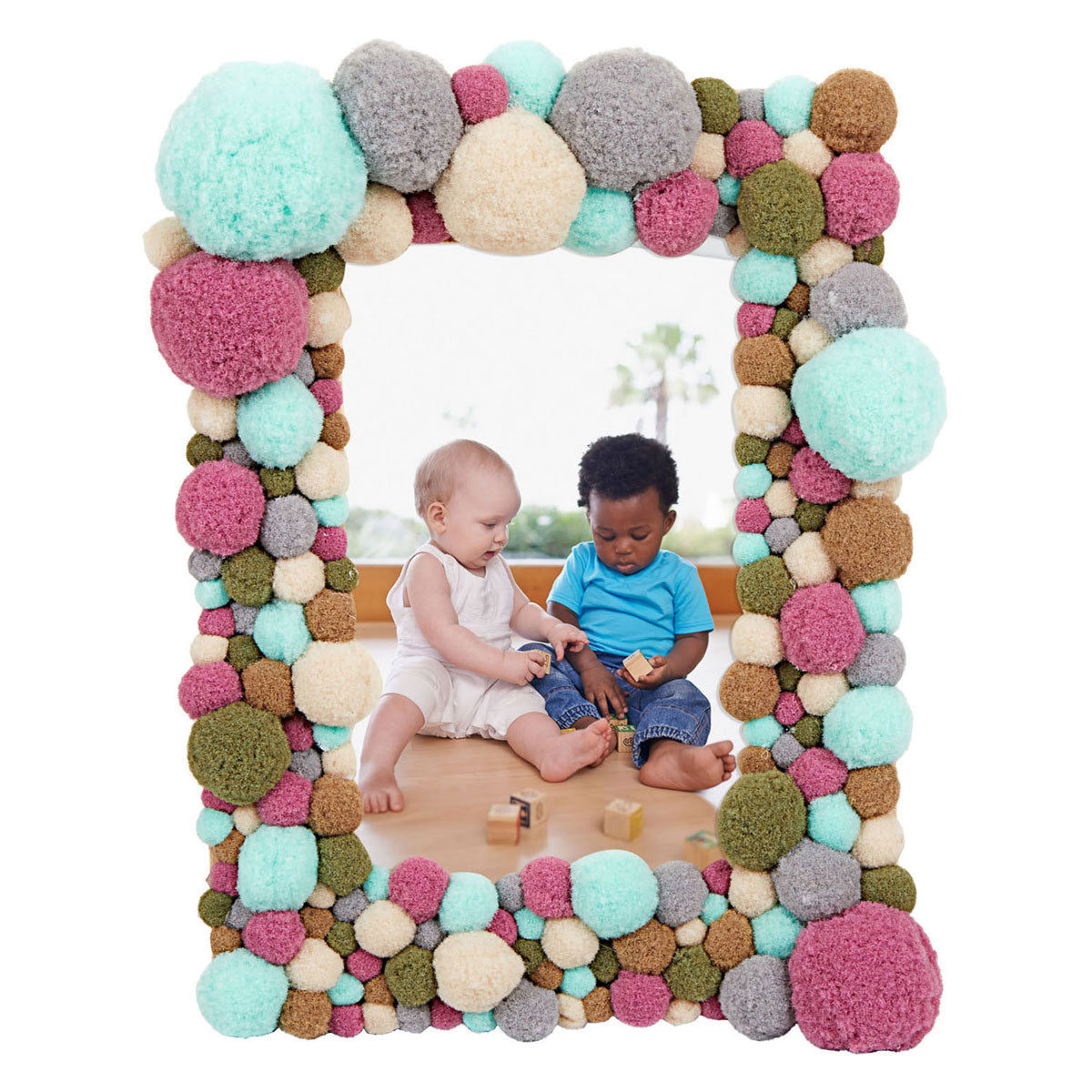Kleuringen - pom poms natuurlijke en tinten kleur, 300st.