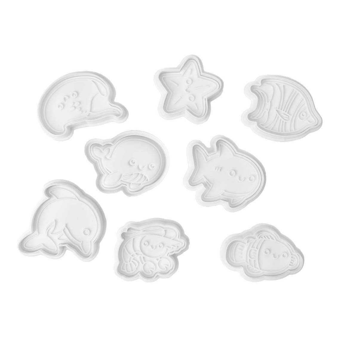 Kleuringen - uitdrukvormpjes zeedieren, 8st.