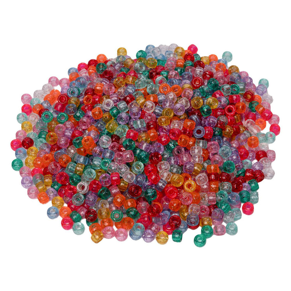 Kleuringen - pony kralen glitter 6x9 mm, 1000st.