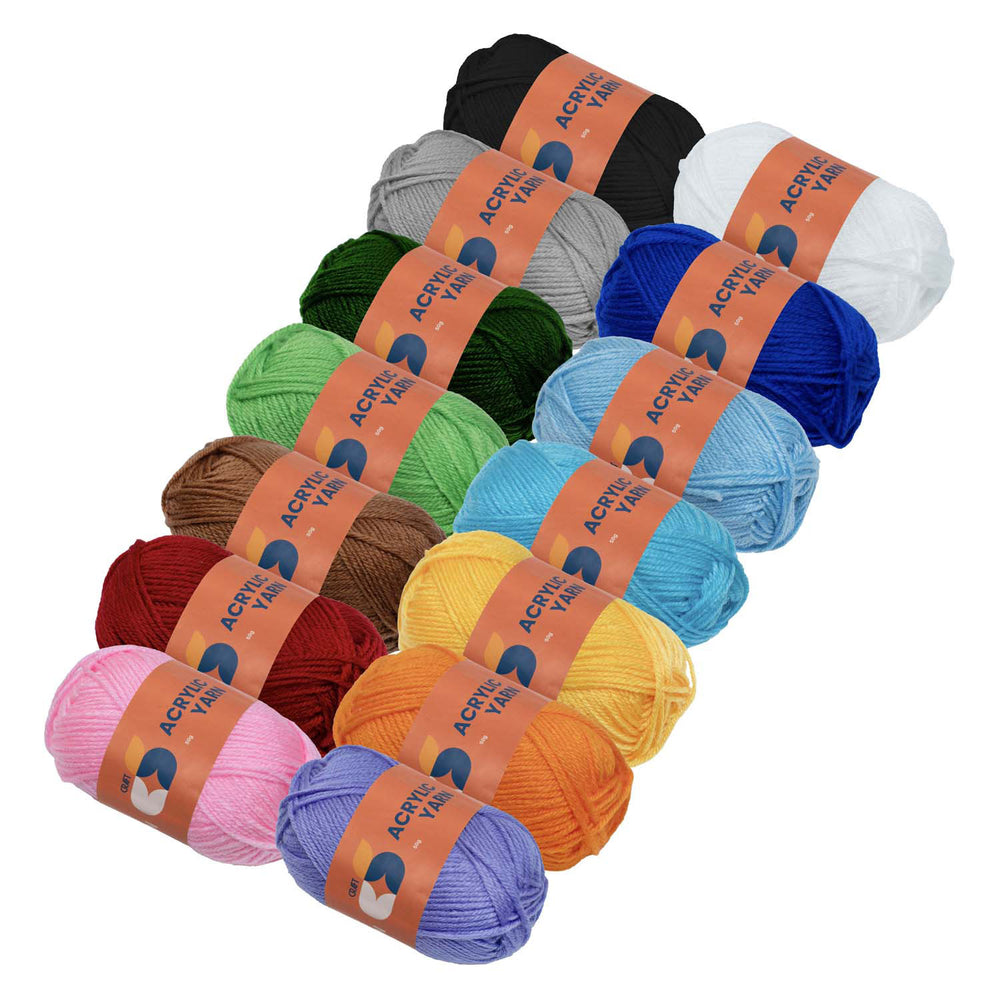 Kleuringen - acrylgarenset - 14 kleuren - 50g per sterkte