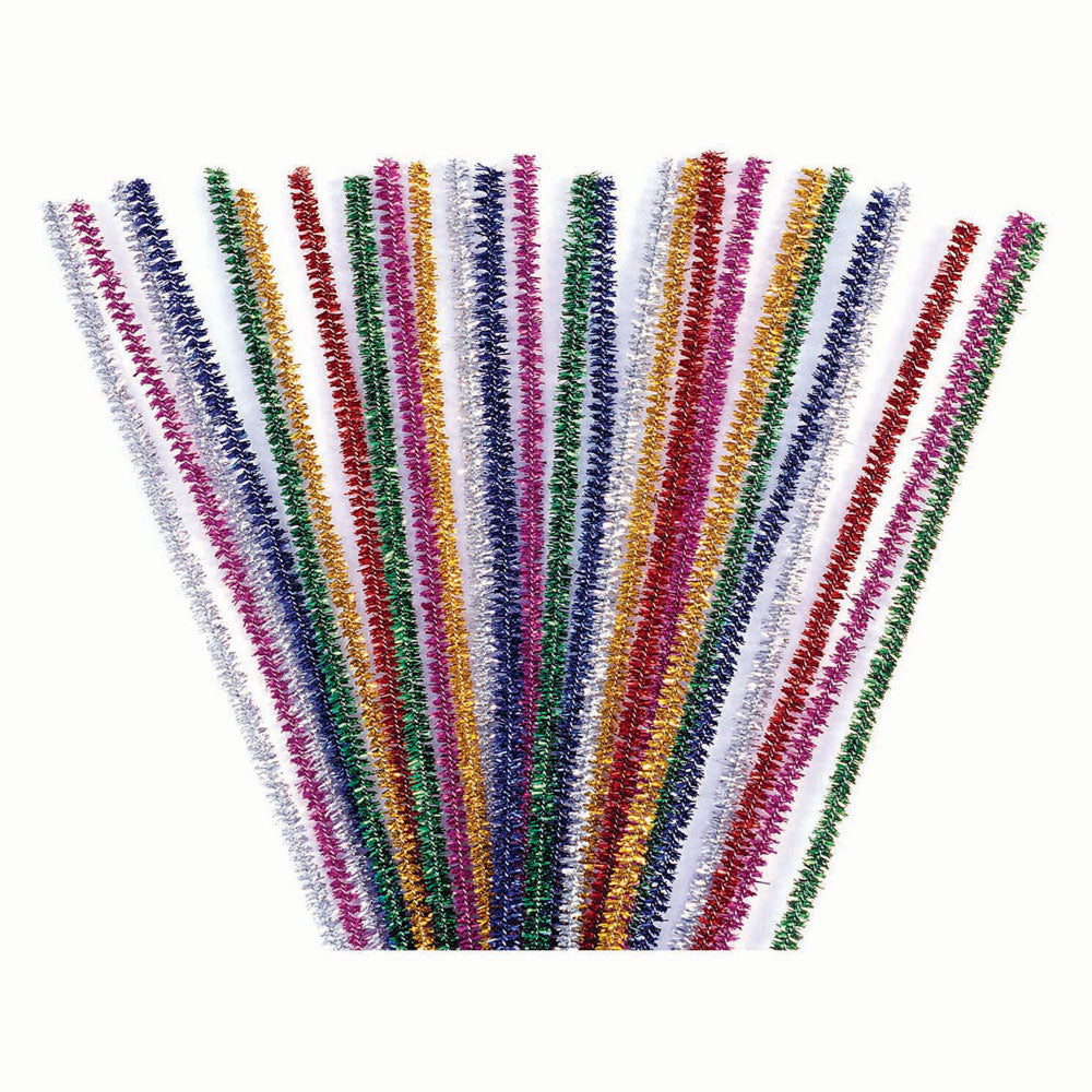 Kleuringen - glitter chenilledraad, 50st.