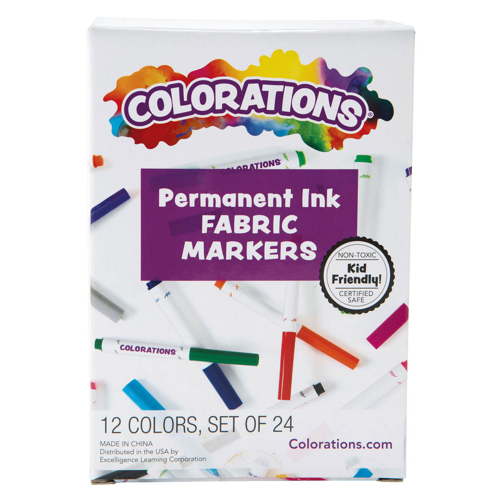Colorations - permanente textielstiften in 12 kleuren - 24st.