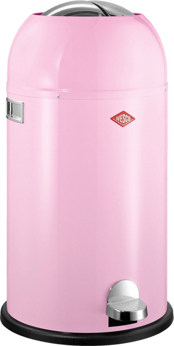 Wesco kickmaster prullenbak | pedaalemmer | 33 liter | metaal - roze | afvalemmer - made in germany