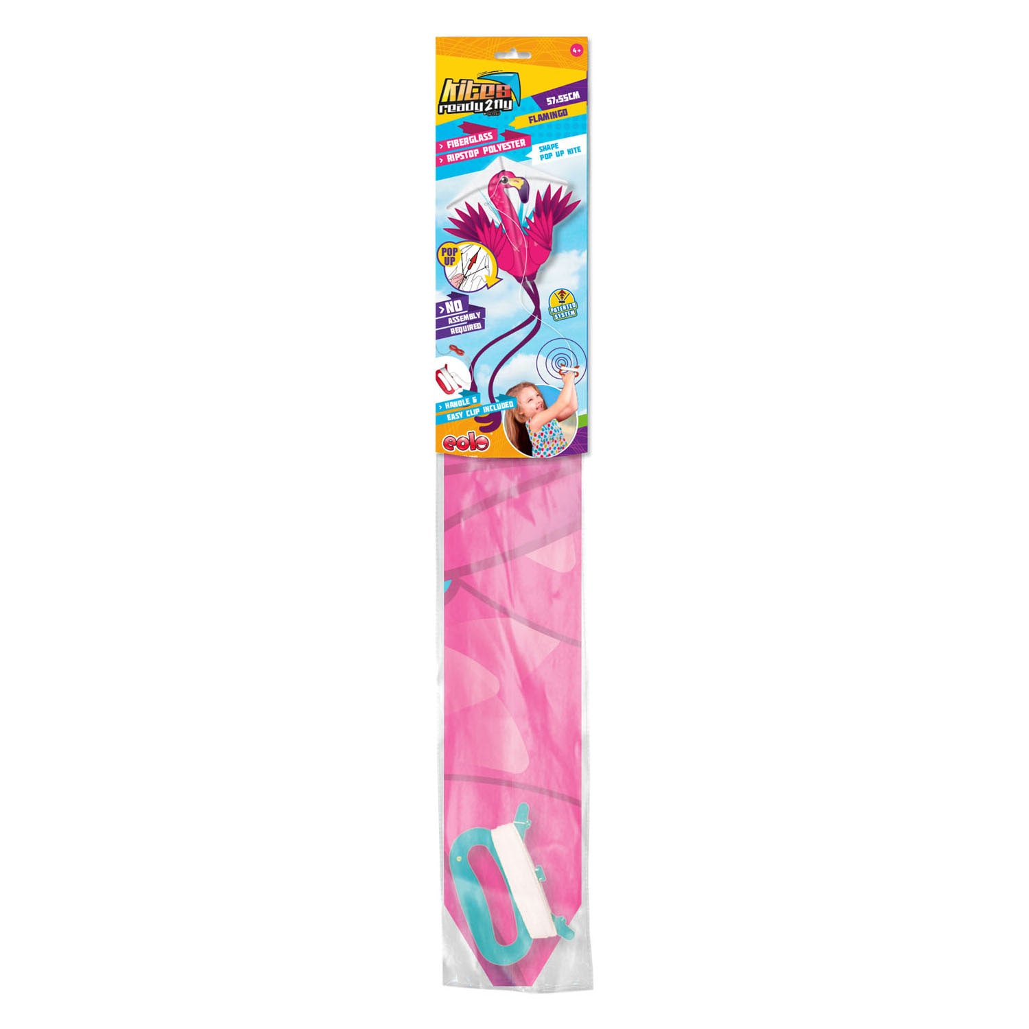 Vliegers klaar voor gebruik - pop-up nylon vlieger flamingo