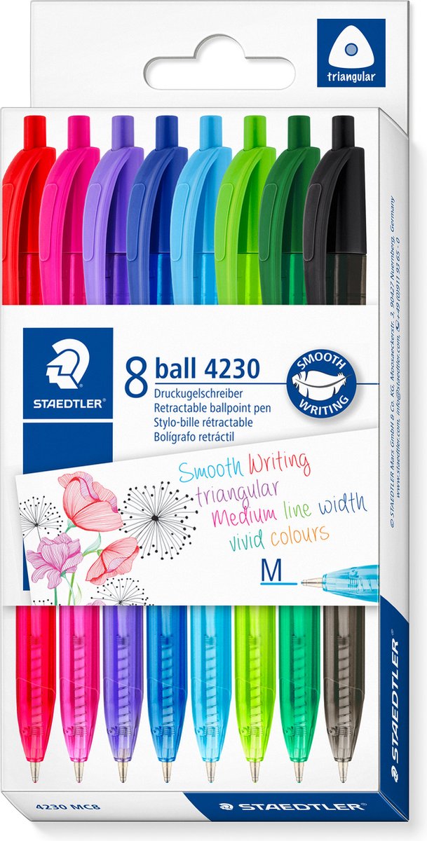 Staedtler ball driekantige balpen set 8 kleuren