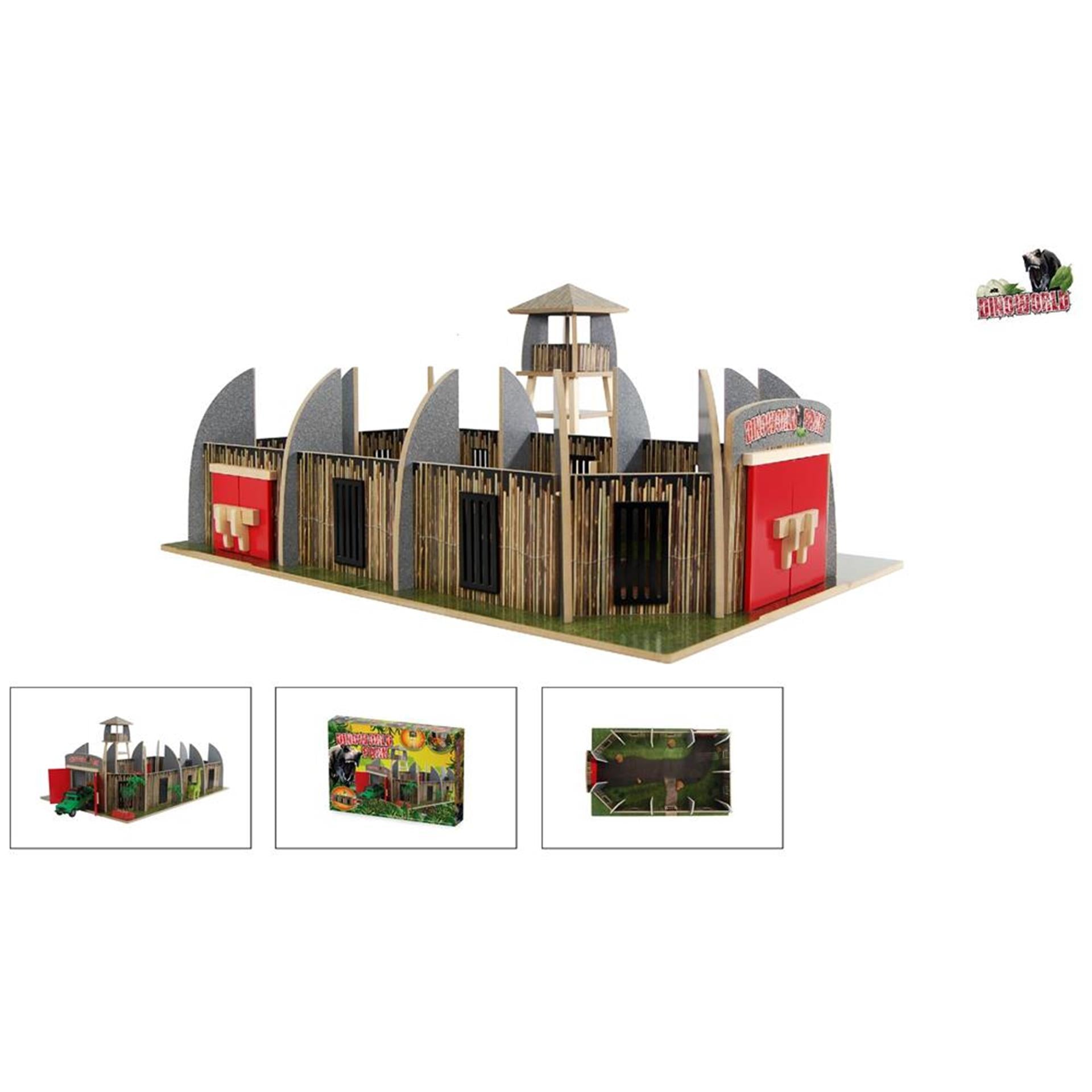 Dinoworld houten dinosauruspark met uitkijktoren speelset