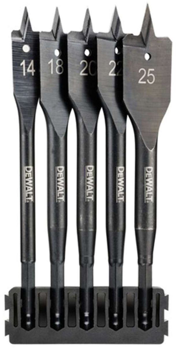 Dewalt toebehoren - 5-delige set vlakke houtboren dt70833