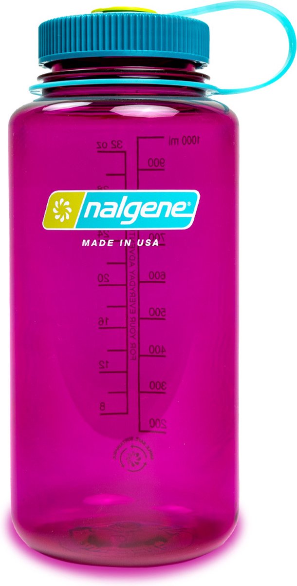Nalgene - wide mouth bottle - drinkfles - waterfles - lekvrij - 1000ml - bpa free - sustain - eggplant