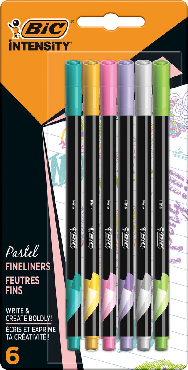 Bic intensiteit fineliners pastel, 6st.