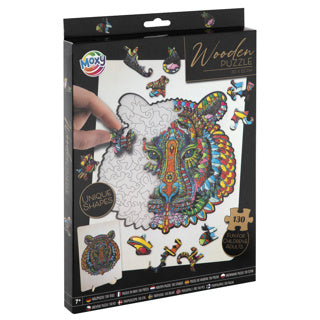 Merkloos sans marque puzzel hout figuur tijger 130 stukjes | 2 stuks