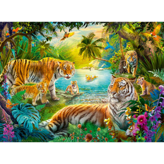 Ravensburger puzzel tiger family in the oasis 500 stukjes