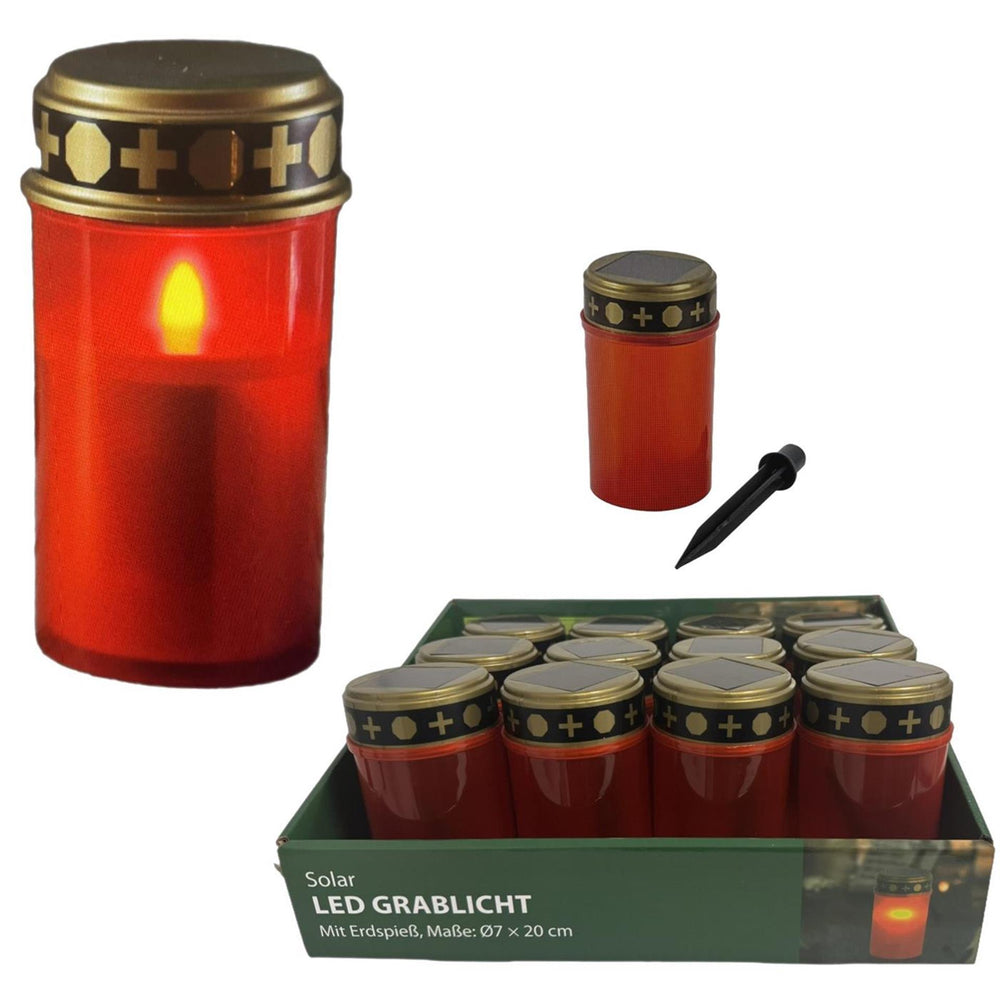 Graflicht led solar rood ã˜7xh20cm met grondsteker