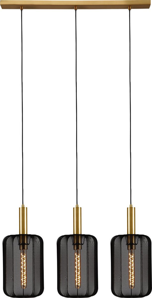 Lucide corina - hanglamp - 3xe27 - zwart - japandi