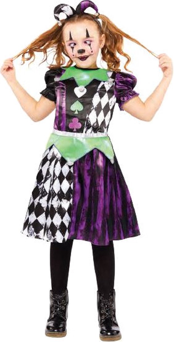 Amscan verkleedpak jester junior polyester zwart wit paars mt 116 128