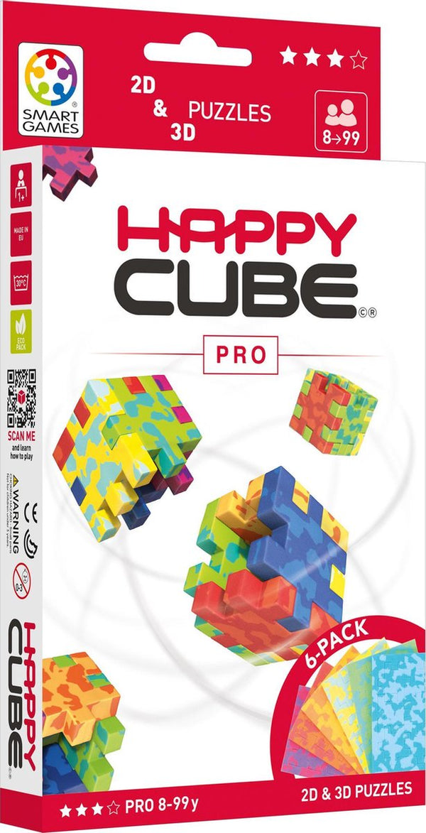 Smartgames happy cube pro - 6 schaumpuzzels in 2d 3d - breinbreker voor doordenkers - vanaf 7 jaar tot volwassen