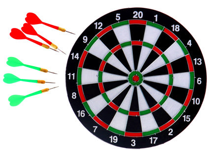 Overige merken dartboard tweezijdig + 6 pijlen 37 cm