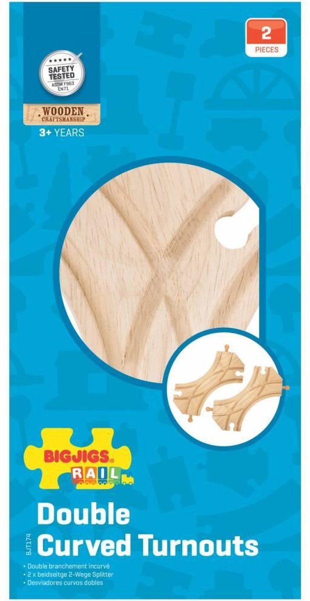 Bigjigs houten rails - 2-zijdige links rechts splitsing