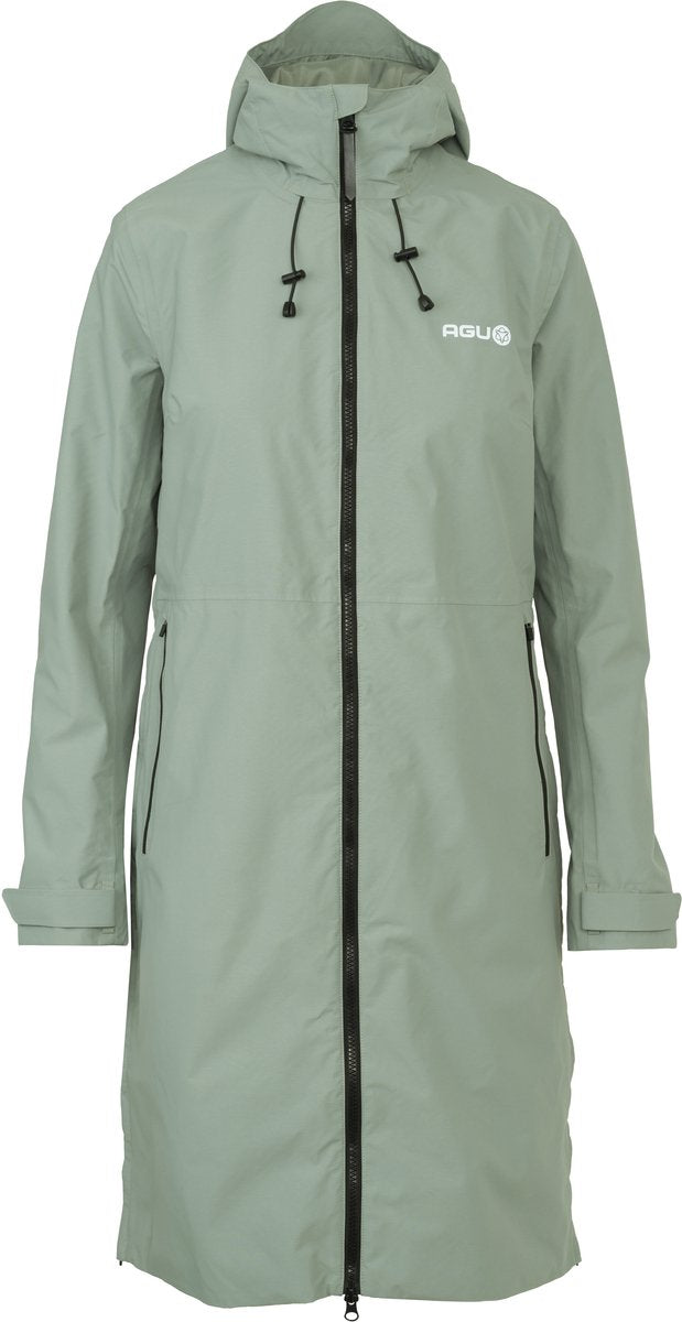 Agu seq ii winter trenchcoat dames – 2-in-1 regenjas met poncho-functie – 100% waterdicht – poray 13.000 – sage green– l