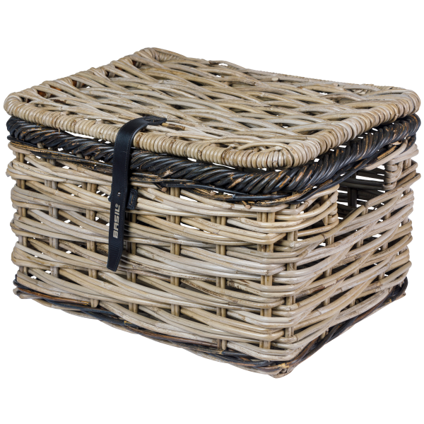 Basil fietsmand dijon l met deksel 36 x 49 x 30 cm - grijs zwart