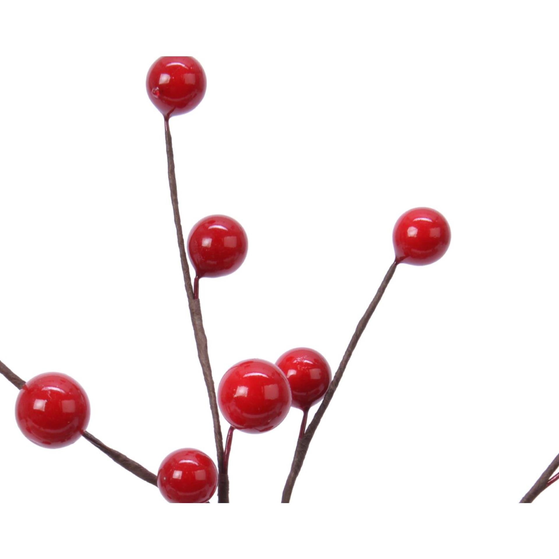 Decoris kunsttak met bessen rood 3x15x26cm