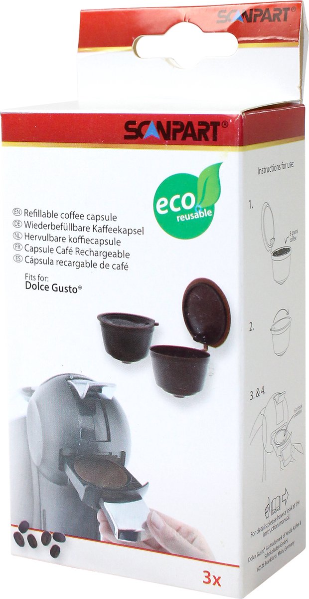 Scanpart navulbare koffiecuphouder - voor gemalen koffie - geschikt voor dolce gusto apparaten - alternatief - 3 stuks
