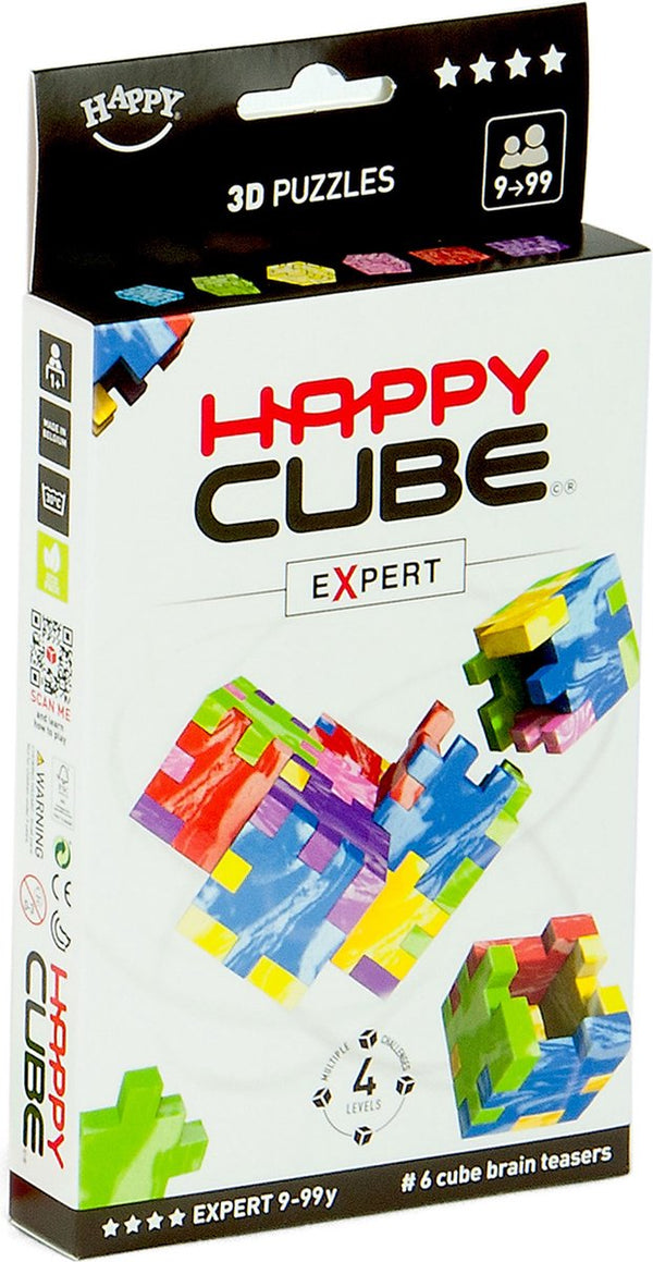 Smartgames happy cube expert - 6 gemarmerde schaumpuzzels in 2d 3d - ultieme breinbreker voor onderweg - vanaf 9 jaar tot volwassen