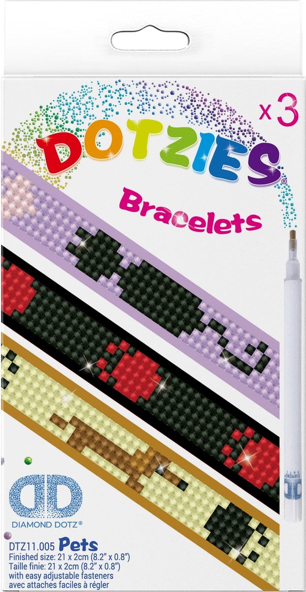 Diamond dotz® diamond dotz dotzies pets armbandjes - diamond painting - 804 dotz - 21x2 cm