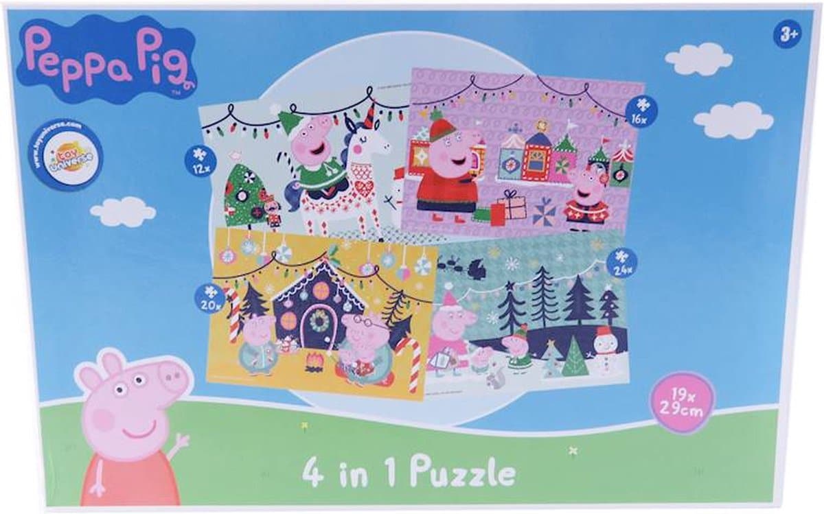Kinderpuzzels - peppa pig kerstpuzzel - 4 in 1 puzzel