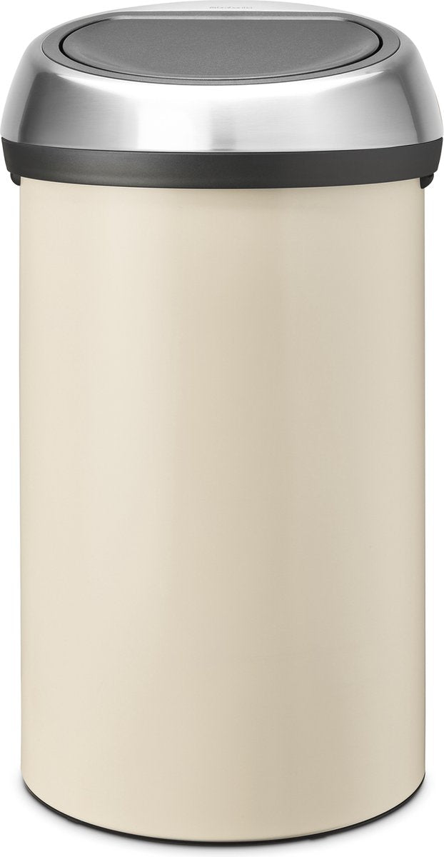 Brabantia touch bin prullenbak - 60 liter - soft beige matt steel deksel