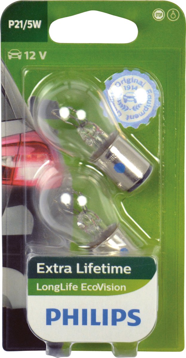 Philips binnenverlichting p21 5w longlife ecovision 12v 2 stuks